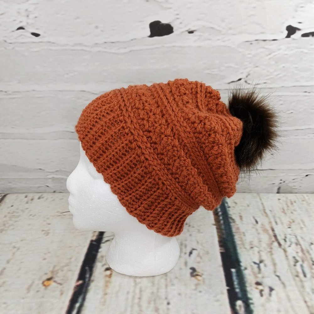 Duncan Street Designs Windermere Hand Crocheted Slouchy Hat with Pom Pom - Picture 4 of 7